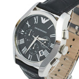 Buy Shop Emporio Armani Valente Chronograph Black Dial Black Leather Strap Watch For Men - AR1633 USA Online