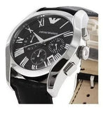 Buy Shop Emporio Armani Valente Chronograph Black Dial Black Leather Strap Watch For Men - AR1633 USA Online