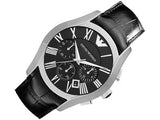 Buy Shop Emporio Armani Valente Chronograph Black Dial Black Leather Strap Watch For Men - AR1633 USA Online
