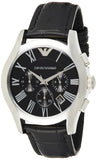 Buy Shop Emporio Armani Valente Chronograph Black Dial Black Leather Strap Watch For Men - AR1633 USA Online