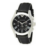 Buy Shop Emporio Armani Valente Chronograph Black Dial Black Leather Strap Watch For Men - AR1633 USA Online