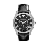 Buy Shop Emporio Armani Valente Chronograph Black Dial Black Leather Strap Watch For Men - AR1633 USA Online