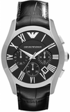 Buy Shop Emporio Armani Valente Chronograph Black Dial Black Leather Strap Watch For Men - AR1633 USA Online