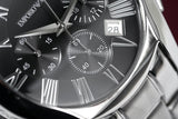 Buy Shop Emporio Armani Valente Chronograph Black Dial Silver Stainless Steel Watch For Men - AR0673 USA Online