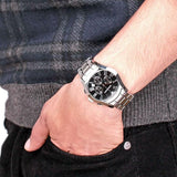 Buy Shop Emporio Armani Valente Chronograph Black Dial Silver Stainless Steel Watch For Men - AR0673 USA Online