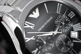 Buy Shop Emporio Armani Valente Chronograph Black Dial Silver Stainless Steel Watch For Men - AR0673 USA Online