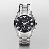 Buy Shop Emporio Armani Valente Chronograph Black Dial Silver Stainless Steel Watch For Men - AR0673 USA Online