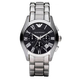 Buy Shop Emporio Armani Valente Chronograph Black Dial Silver Stainless Steel Watch For Men - AR0673 USA Online