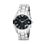 Buy Shop Emporio Armani Valente Chronograph Black Dial Silver Stainless Steel Watch For Men - AR0673 USA Online