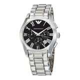 Buy Shop Emporio Armani Valente Chronograph Black Dial Silver Stainless Steel Watch For Men - AR0673 USA Online