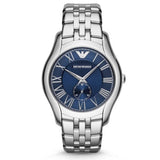 Buy Shop Emporio Armani Valente Chronograph Blue Dial Silver Steel Strap Watch For Men - AR1789 USA Online
