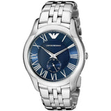 Buy Shop Emporio Armani Valente Chronograph Blue Dial Silver Steel Strap Watch For Men - AR1789 USA Online