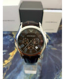 Buy Shop Emporio Armani Valente Chronograph Brown Dial Brown Leather Strap Watch For Men - AR0671 USA Online