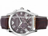 Buy Shop Emporio Armani Valente Chronograph Brown Dial Brown Leather Strap Watch For Men - AR0671 USA Online