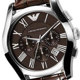 Buy Shop Emporio Armani Valente Chronograph Brown Dial Brown Leather Strap Watch For Men - AR0671 USA Online