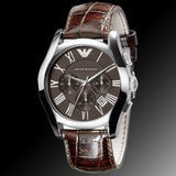 Buy Shop Emporio Armani Valente Chronograph Brown Dial Brown Leather Strap Watch For Men - AR0671 USA Online