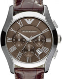 Buy Shop Emporio Armani Valente Chronograph Brown Dial Brown Leather Strap Watch For Men - AR0671 USA Online