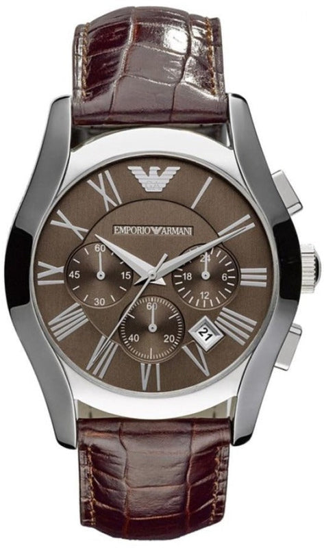 Buy Shop Emporio Armani Valente Chronograph Brown Dial Brown Leather Strap Watch For Men - AR0671 USA Online