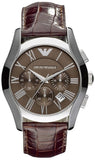Buy Shop Emporio Armani Valente Chronograph Brown Dial Brown Leather Strap Watch For Men - AR0671 USA Online