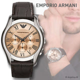 Buy Shop Emporio Armani Valente Chronograph Brown Dial Brown Leather Strap Watch For Men - AR1785 USA Online