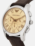 Buy Shop Emporio Armani Valente Chronograph Brown Dial Brown Leather Strap Watch For Men - AR1785 USA Online