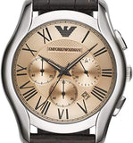 Buy Shop Emporio Armani Valente Chronograph Brown Dial Brown Leather Strap Watch For Men - AR1785 USA Online