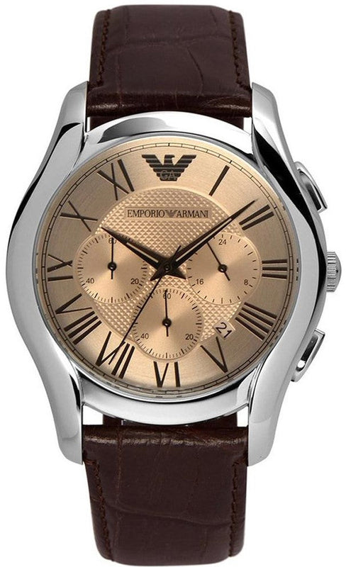 Buy Shop Emporio Armani Valente Chronograph Brown Dial Brown Leather Strap Watch For Men - AR1785 USA Online
