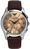 Buy Shop Emporio Armani Valente Chronograph Brown Dial Brown Leather Strap Watch For Men - AR1785 USA Online