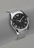 Buy Shop Emporio Armani Valente Chronograph Quartz Black Dial Silver Steel Strap Watch For Men - AR11083 USA Online