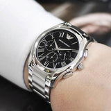 Buy Shop Emporio Armani Valente Chronograph Quartz Black Dial Silver Steel Strap Watch For Men - AR11083 USA Online