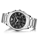 Buy Shop Emporio Armani Valente Chronograph Quartz Black Dial Silver Steel Strap Watch For Men - AR11083 USA Online