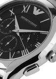 Buy Shop Emporio Armani Valente Chronograph Quartz Black Dial Silver Steel Strap Watch For Men - AR11083 USA Online