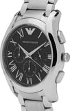 Buy Shop Emporio Armani Valente Chronograph Quartz Black Dial Silver Steel Strap Watch For Men - AR11083 USA Online