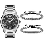 Buy Shop Emporio Armani Valente Chronograph Quartz Black Dial Silver Steel Strap Watch For Men - AR11083 USA Online
