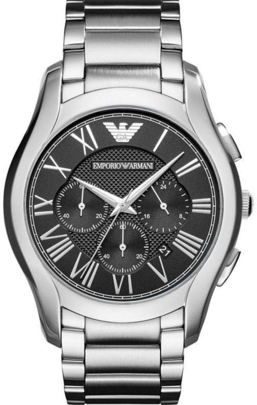 Buy Shop Emporio Armani Valente Chronograph Quartz Black Dial Silver Steel Strap Watch For Men - AR11083 USA Online