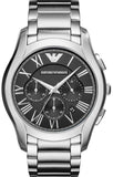 Buy Shop Emporio Armani Valente Chronograph Quartz Black Dial Silver Steel Strap Watch For Men - AR11083 USA Online