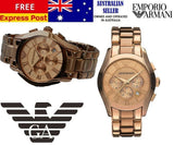 Buy Shop Emporio Armani Valente Chronograph Rose Gold Dial Rose Gold Steel Strap Watch For Men - AR0365 USA Online