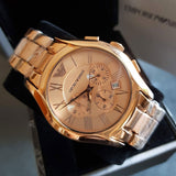 Buy Shop Emporio Armani Valente Chronograph Rose Gold Dial Rose Gold Steel Strap Watch For Men - AR0365 USA Online