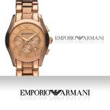 Buy Shop Emporio Armani Valente Chronograph Rose Gold Dial Rose Gold Steel Strap Watch For Men - AR0365 USA Online
