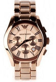 Buy Shop Emporio Armani Valente Chronograph Rose Gold Dial Rose Gold Steel Strap Watch For Men - AR0365 USA Online