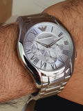 Buy Shop Emporio Armani Valente Chronograph Silver Dial Silver Steel Strap Watch For Men - AR11081 USA Online
