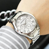 Buy Shop Emporio Armani Valente Chronograph Silver Dial Silver Steel Strap Watch For Men - AR11081 USA Online