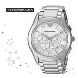 Buy Shop Emporio Armani Valente Chronograph Silver Dial Silver Steel Strap Watch For Men - AR11081 USA Online