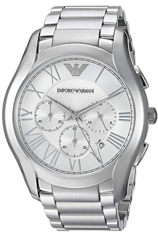 Buy Shop Emporio Armani Valente Chronograph Silver Dial Silver Steel Strap Watch For Men - AR11081 USA Online