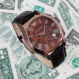Buy Shop Emporio Armani Valente Classic Brown Dial Brown Leather Strap Watch For Men - AR1609 USA Online