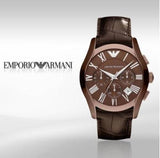 Buy Shop Emporio Armani Valente Classic Brown Dial Brown Leather Strap Watch For Men - AR1609 USA Online