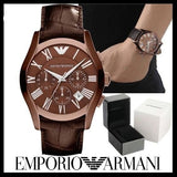 Buy Shop Emporio Armani Valente Classic Brown Dial Brown Leather Strap Watch For Men - AR1609 USA Online