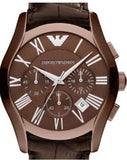 Buy Shop Emporio Armani Valente Classic Brown Dial Brown Leather Strap Watch For Men - AR1609 USA Online