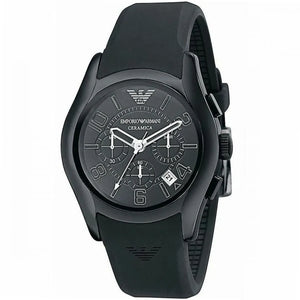 Buy Shop Emporio Armani Valente Large Chronograph Black Dial Black Silicone Strap Watch for Men - AR1430 USA Online