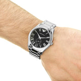 Buy Shop Emporio Armani Valente Quartz Black Dial Silver Steel Strap Watch For Men - AR11086 USA Online